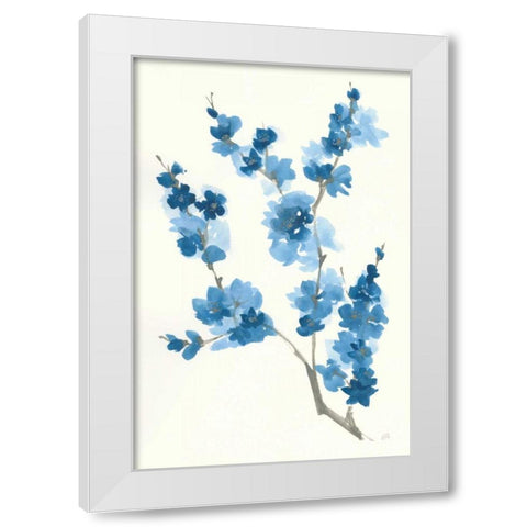 Blue Branch IV White Modern Wood Framed Art Print by Paschke, Chris
