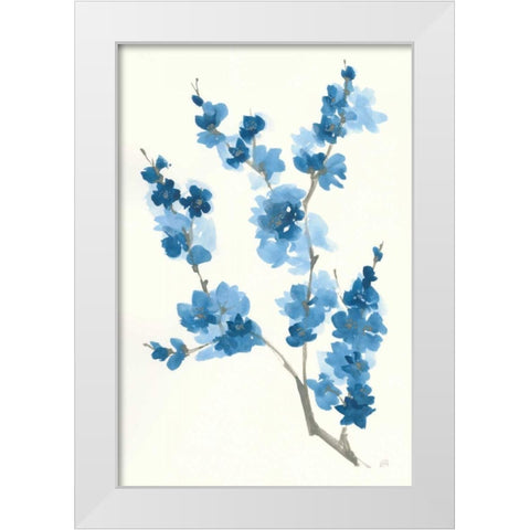 Blue Branch IV White Modern Wood Framed Art Print by Paschke, Chris