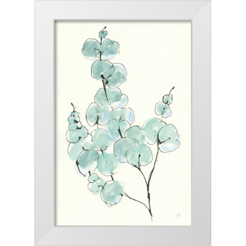 Eucalyptus Branch III White Modern Wood Framed Art Print by Paschke, Chris