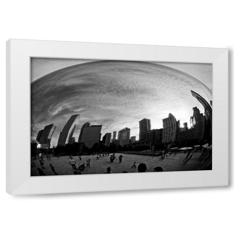 The Bean Chicago BW White Modern Wood Framed Art Print by Van Swearingen, Debra