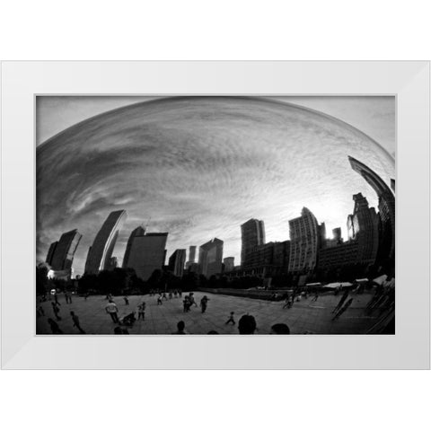 The Bean Chicago BW White Modern Wood Framed Art Print by Van Swearingen, Debra