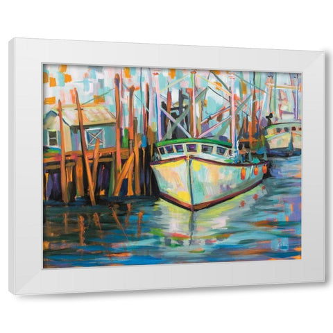 At the Dock White Modern Wood Framed Art Print by Vertentes, Jeanette