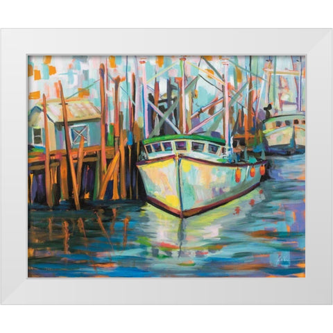 At the Dock White Modern Wood Framed Art Print by Vertentes, Jeanette