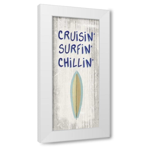 Beach Time IV One Surfboard White Modern Wood Framed Art Print by Wiens, James