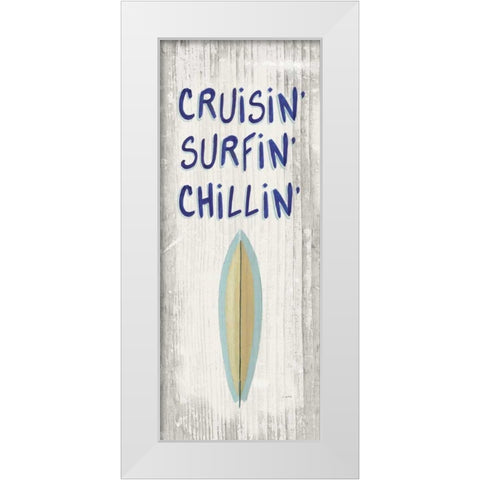 Beach Time IV One Surfboard White Modern Wood Framed Art Print by Wiens, James