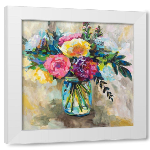 Masons Bouquet White Modern Wood Framed Art Print by Vertentes, Jeanette