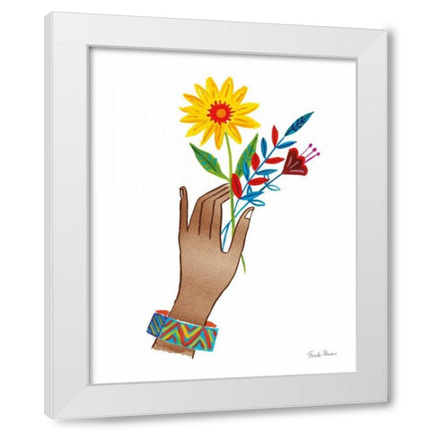 Floral Hand IV No Design Tan White Modern Wood Framed Art Print by Zaman, Farida