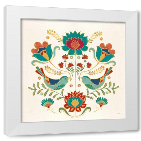 Folk Floral III v2 White Modern Wood Framed Art Print by Charron, Veronique