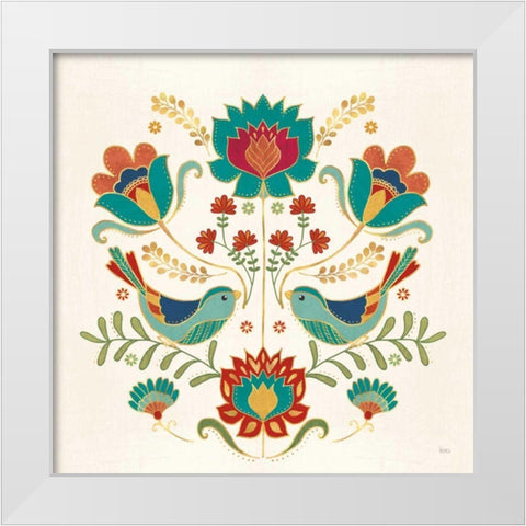 Folk Floral III v2 White Modern Wood Framed Art Print by Charron, Veronique