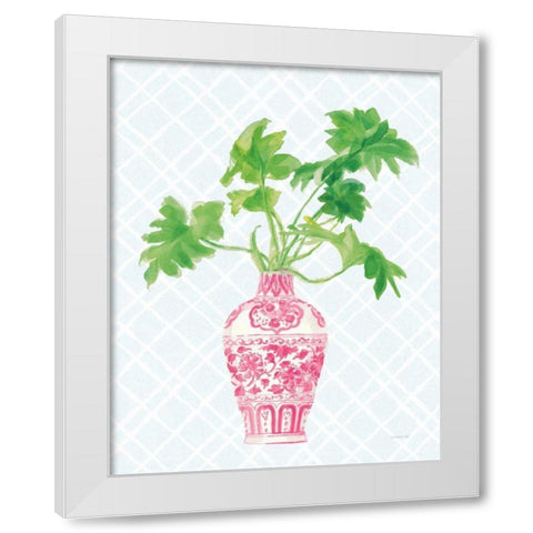 Palm Chinoiserie III Pink White Modern Wood Framed Art Print by Nai, Danhui