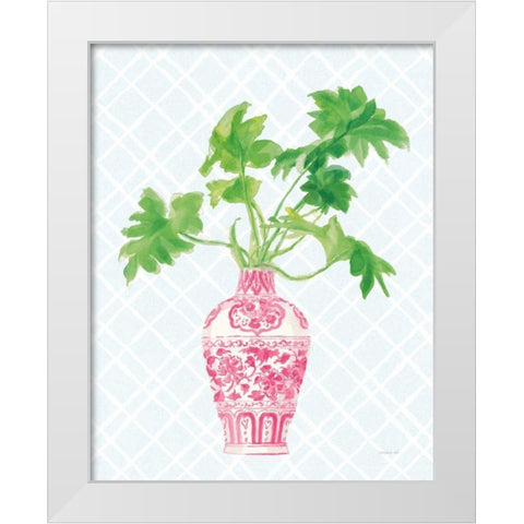 Palm Chinoiserie III Pink White Modern Wood Framed Art Print by Nai, Danhui