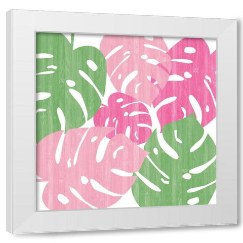 Monstera II Hot Pink White Modern Wood Framed Art Print by Adams, Sarah