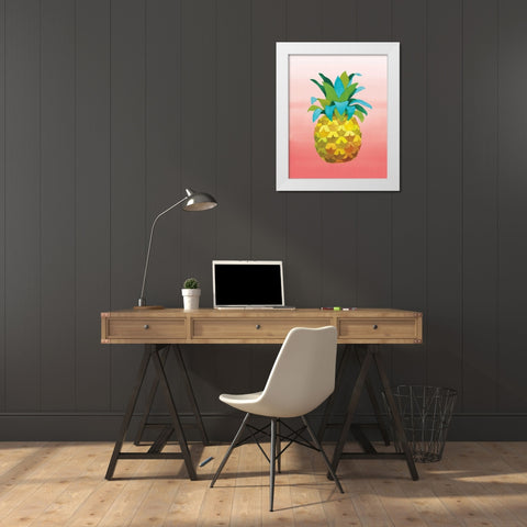 Island Time Pineapples VI Coral White Modern Wood Framed Art Print by Grove, Beth