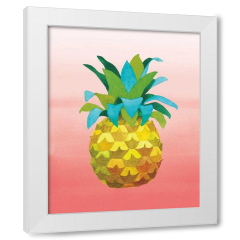 Island Time Pineapples VI Coral White Modern Wood Framed Art Print by Grove, Beth
