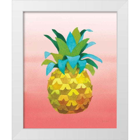Island Time Pineapples VI Coral White Modern Wood Framed Art Print by Grove, Beth