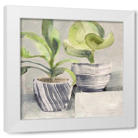 Greenery Still Life with Navy White Modern Wood Framed Art Print by Hristova, Albena