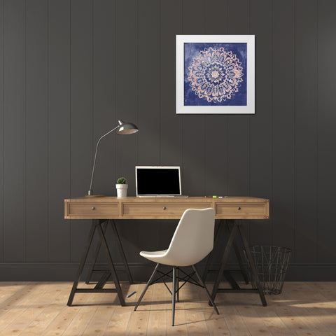 Mandala Delight II Navy White Modern Wood Framed Art Print by Nai, Danhui