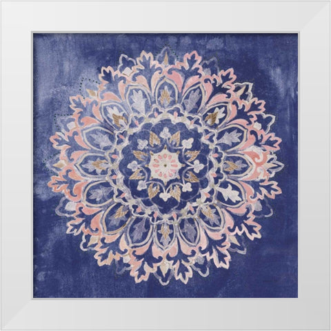 Mandala Delight II Navy White Modern Wood Framed Art Print by Nai, Danhui