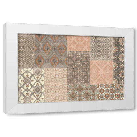 Venetian Patchwork I Orange Gray White Modern Wood Framed Art Print by Pela Studio