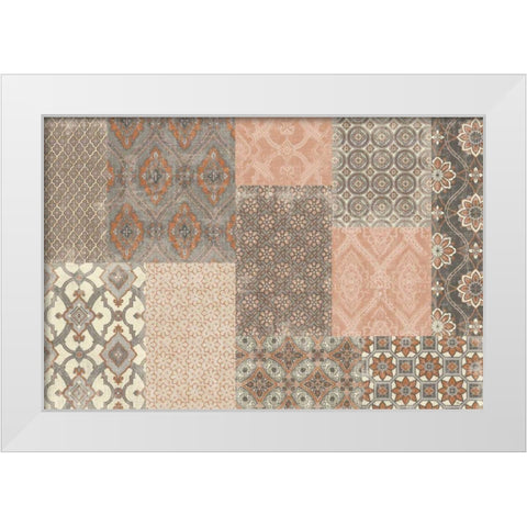 Venetian Patchwork I Orange Gray White Modern Wood Framed Art Print by Pela Studio