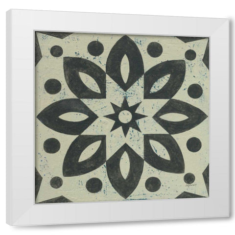 Black and White Tile I White Modern Wood Framed Art Print by Lovell, Kathrine