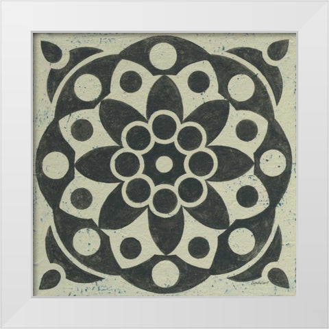 Black and White Tile II White Modern Wood Framed Art Print by Lovell, Kathrine