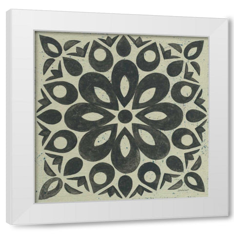 Black and White Tile III White Modern Wood Framed Art Print by Lovell, Kathrine