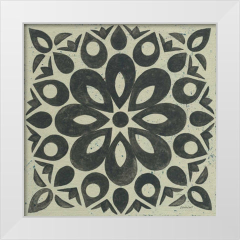 Black and White Tile III White Modern Wood Framed Art Print by Lovell, Kathrine