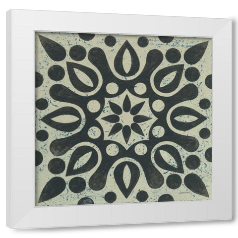 Black and White Tile IV White Modern Wood Framed Art Print by Lovell, Kathrine