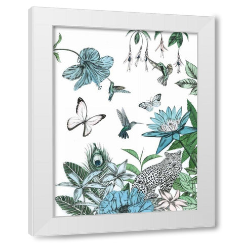 Leopard and Flowers White Modern Wood Framed Art Print by Ilangaratne, Amelia