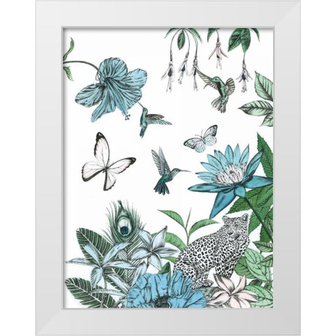 Leopard and Flowers White Modern Wood Framed Art Print by Ilangaratne, Amelia