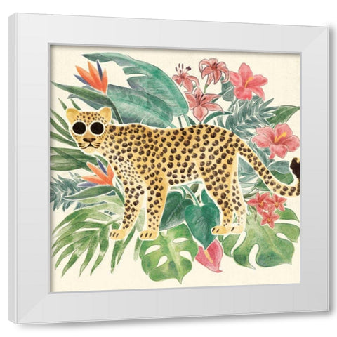 Jungle Vibes Jaguar White Modern Wood Framed Art Print by Penner, Janelle