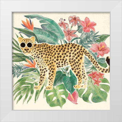 Jungle Vibes Jaguar White Modern Wood Framed Art Print by Penner, Janelle