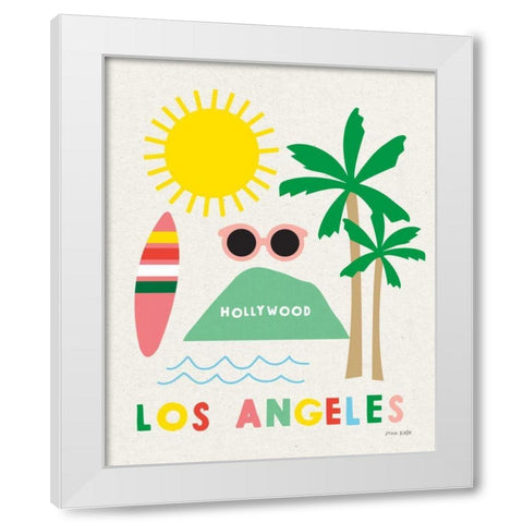 City Fun Los Angeles White Modern Wood Framed Art Print by Kelle, Ann