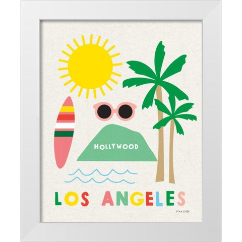 City Fun Los Angeles White Modern Wood Framed Art Print by Kelle, Ann