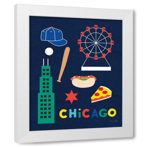 City Fun Chicago White Modern Wood Framed Art Print by Kelle, Ann
