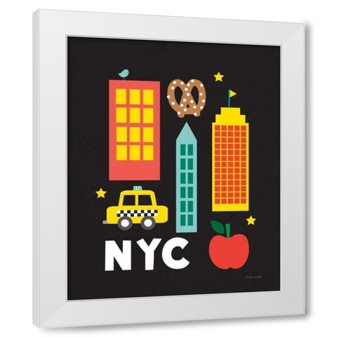 City Fun NYC White Modern Wood Framed Art Print by Kelle, Ann
