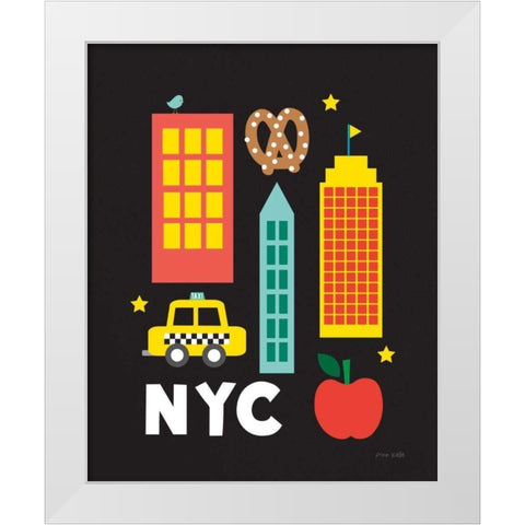 City Fun NYC White Modern Wood Framed Art Print by Kelle, Ann
