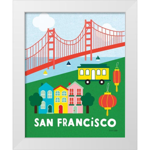 City Fun San Francisco White Modern Wood Framed Art Print by Kelle, Ann