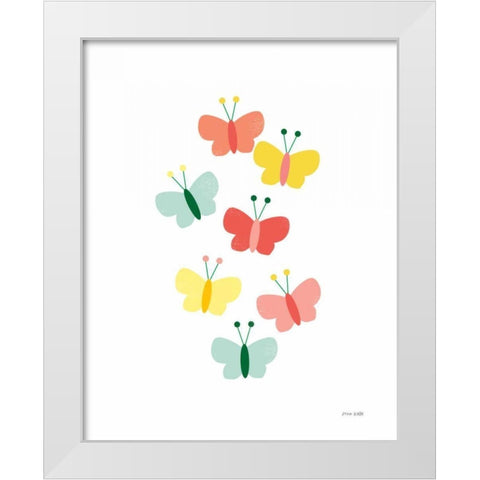 Butterfly Friends White Modern Wood Framed Art Print by Kelle, Ann