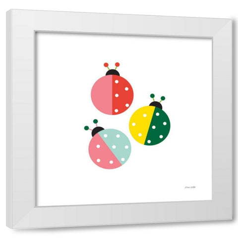Ladybugs Three White Modern Wood Framed Art Print by Kelle, Ann