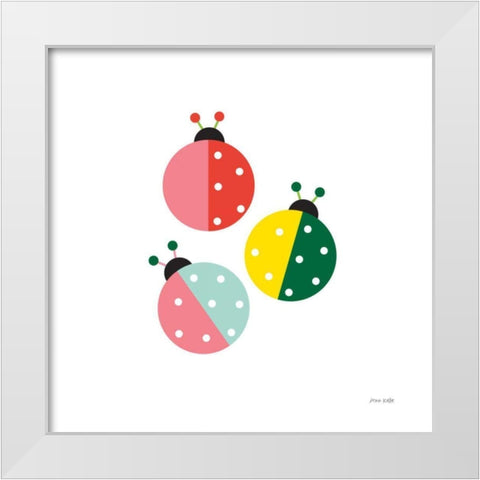 Ladybugs Three White Modern Wood Framed Art Print by Kelle, Ann