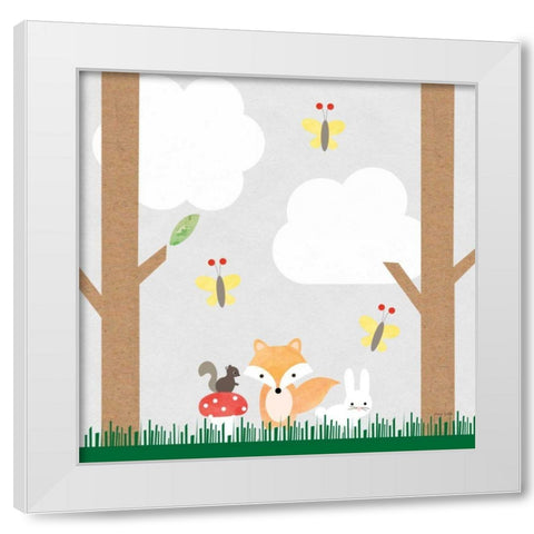Woodland Animals II White Modern Wood Framed Art Print by Kelle, Ann