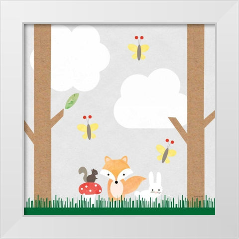 Woodland Animals II White Modern Wood Framed Art Print by Kelle, Ann