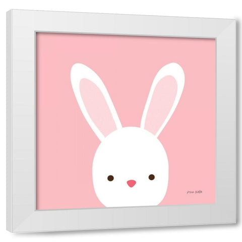 Cuddly Bunny White Modern Wood Framed Art Print by Kelle, Ann