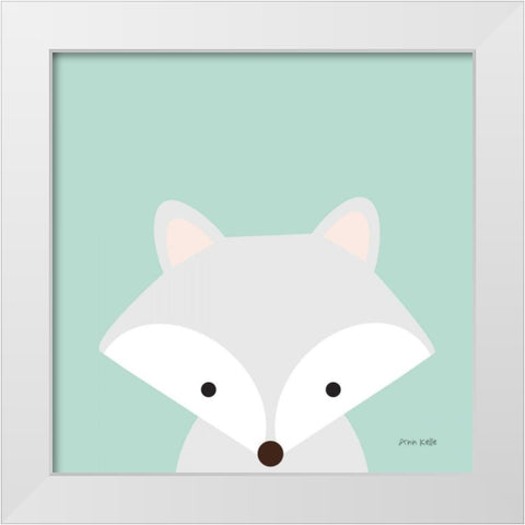 Cuddly Fox White Modern Wood Framed Art Print by Kelle, Ann