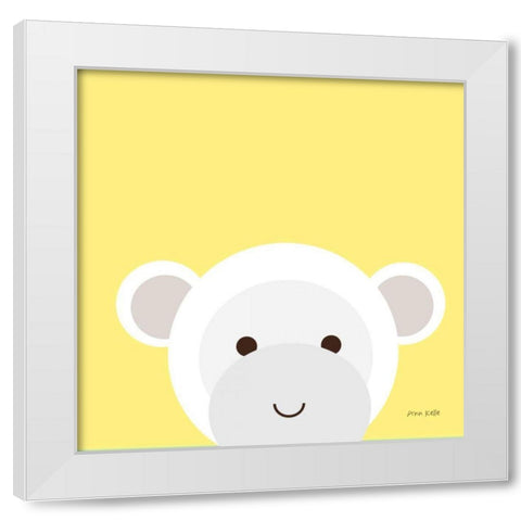 Cuddly Monkey White Modern Wood Framed Art Print by Kelle, Ann