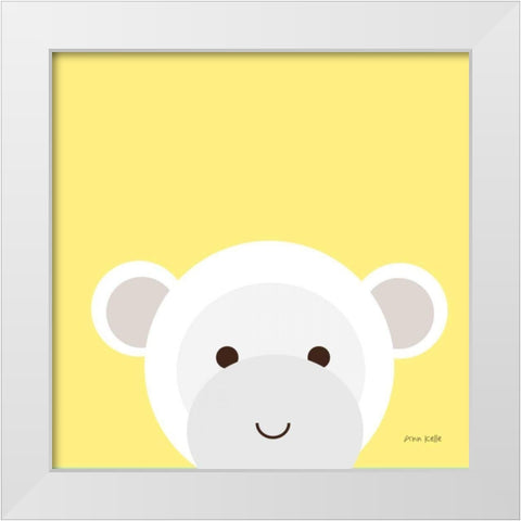 Cuddly Monkey White Modern Wood Framed Art Print by Kelle, Ann