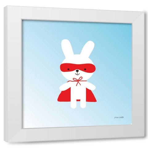 Rabbit Super Hero White Modern Wood Framed Art Print by Kelle, Ann