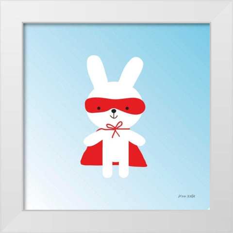 Rabbit Super Hero White Modern Wood Framed Art Print by Kelle, Ann